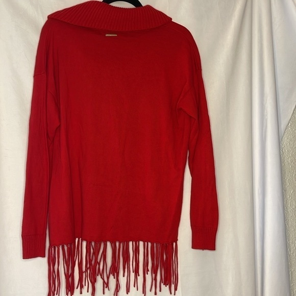 MICHAEL KORS FRINGE RED COWLNECK SWEATER (S) - Picture 4 of 4